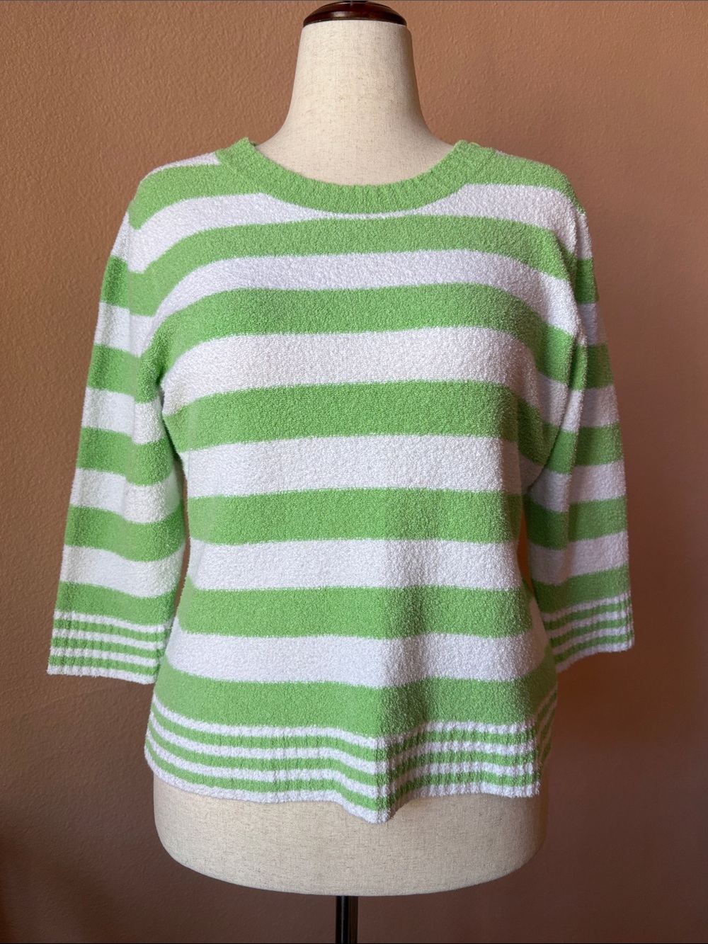 Holland America Line Striped Lime Green and White Crewneck Sweater